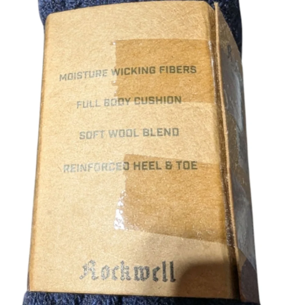 Rockwell men's Wool Blend crew Socks  Navy White Red warm cozy